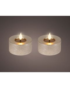 LED Real theelicht lichtgrijs dia. 7,5 x 6 cm set van 2 Decoris - Decoris