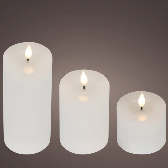 LED Real kaars wit dia. 7,5 x 20 cm set van 3 Decoris - Decoris