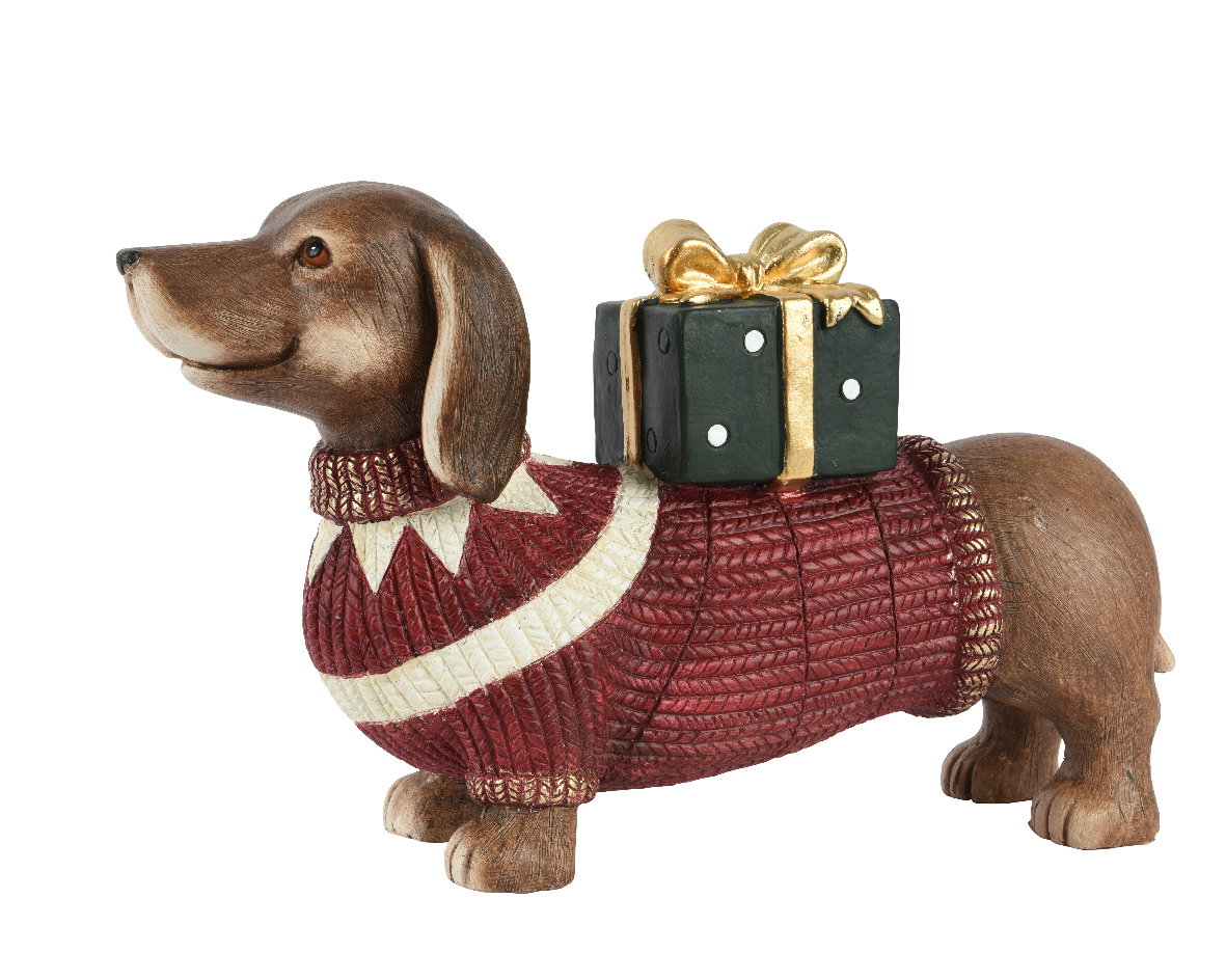 Hond polymagnesium l47b13.5h28cm rd Decoris - Decoris