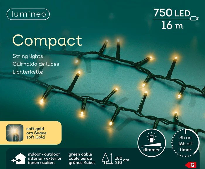 Led Compact 16 meter 750 LED groen/soft gold Lumineo - Lumineo