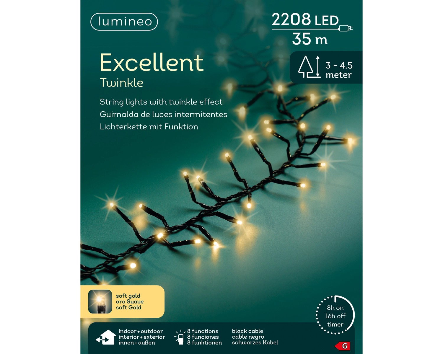 Led Excellent 35 meter 2208 LED groen/soft gold Lumineo - Lumineo