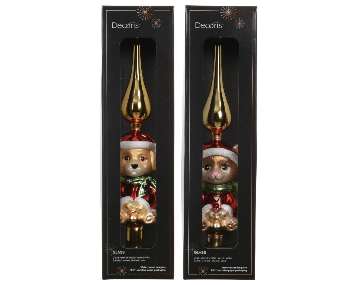 Piek glas with holding bauble 2ass 1 stuk Decoris - Decoris