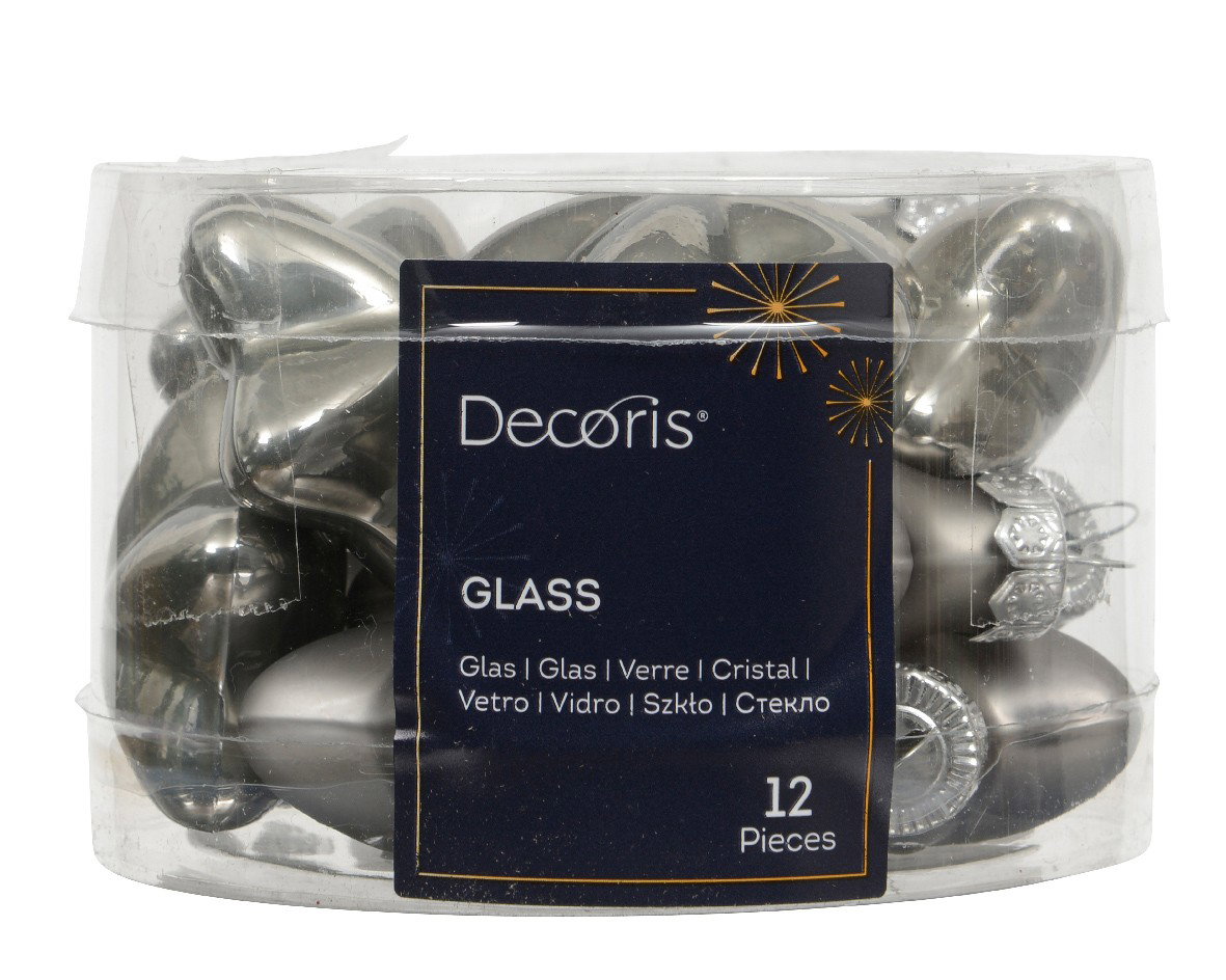 Decoris Sterren glas L2b4,5h4 cm grijs 12 st  - 