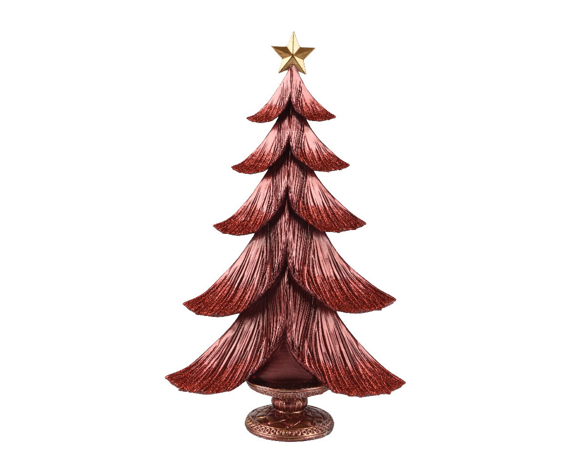 Boom polyresin L8b20,5h34 cm rood Decoris - Decoris