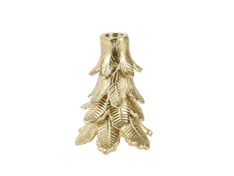 Kandelaar alu l10.3b10.3h13.3 cm goud - Decoris
