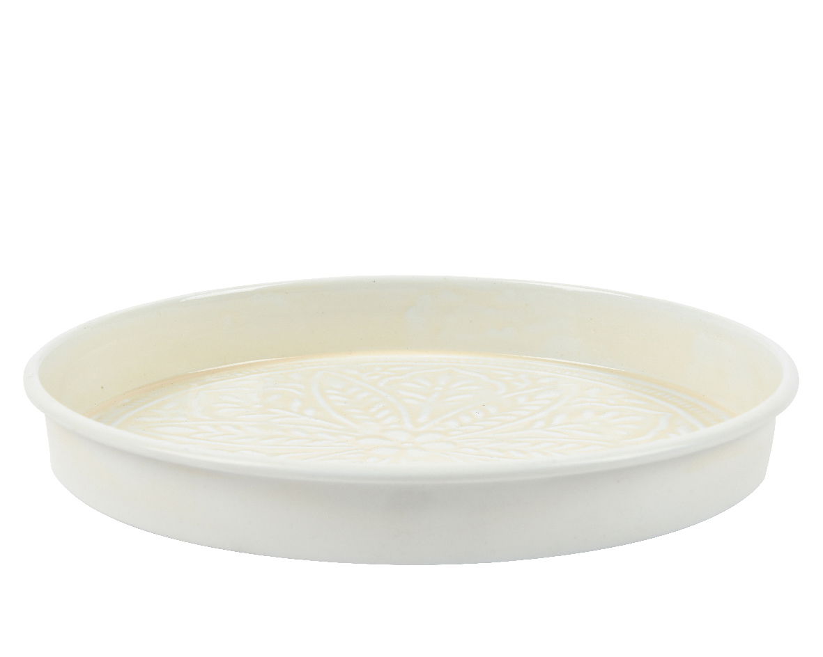 Borood ijzer d32h3 cm wit - Decoris