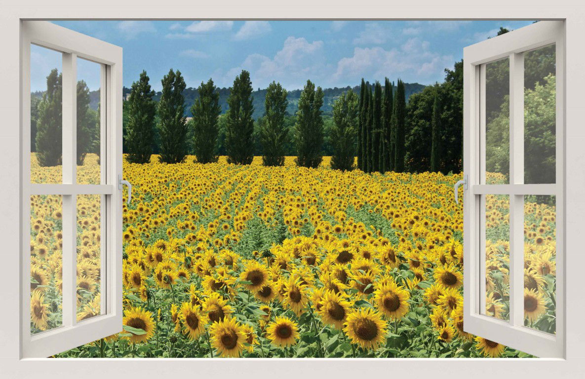 Customize it Tuindoek raam zonnebloemen 210x140cm - 
