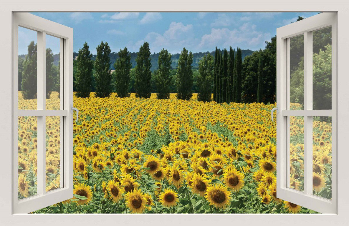 Raam Zonnebloem 140x90cm Tuindoek Customize it