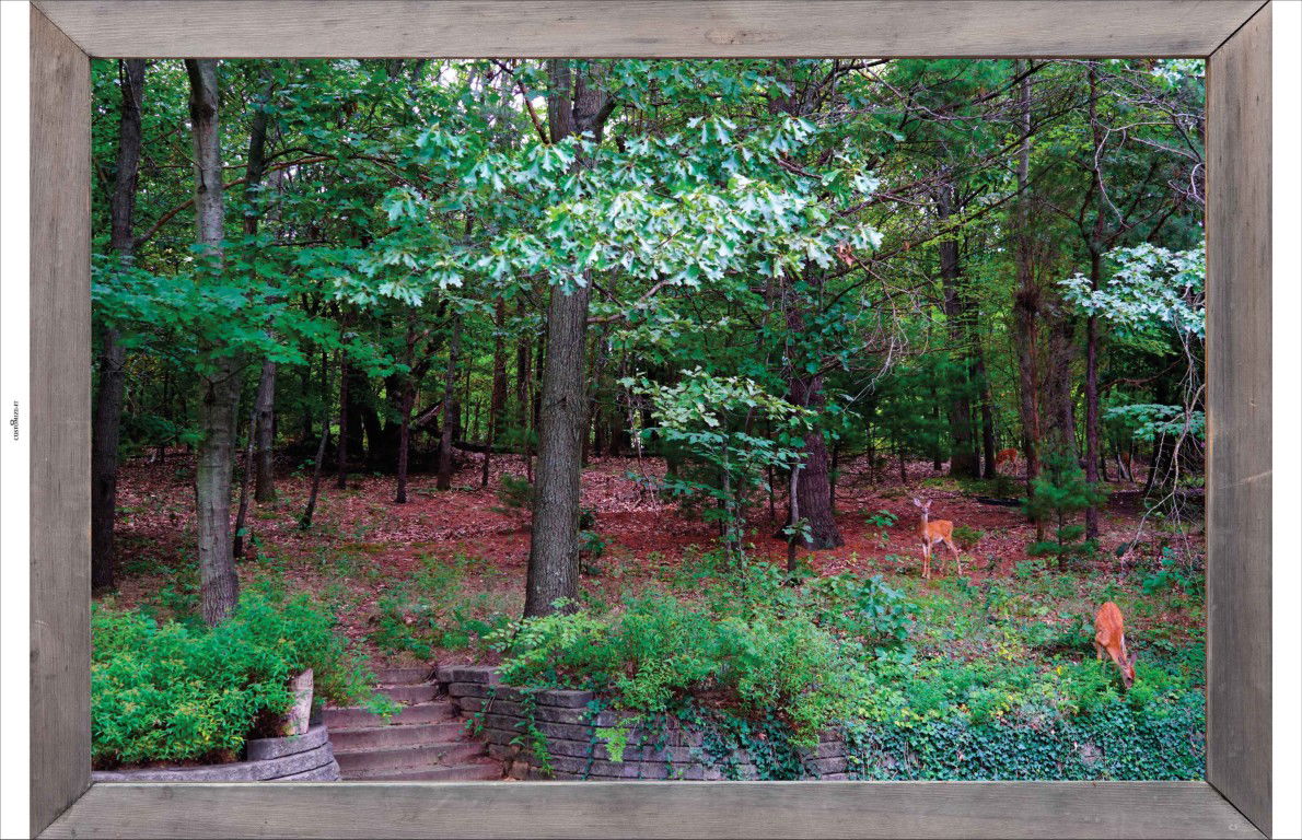 Customize it Tuindoek lijst hout bos hertjes 210x140cm - 
