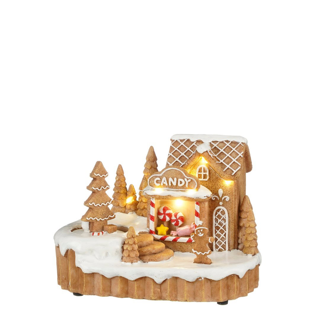 Luville Wintertafereel peperkoek bruin b/o l19xb12,5xh14 cm  - 