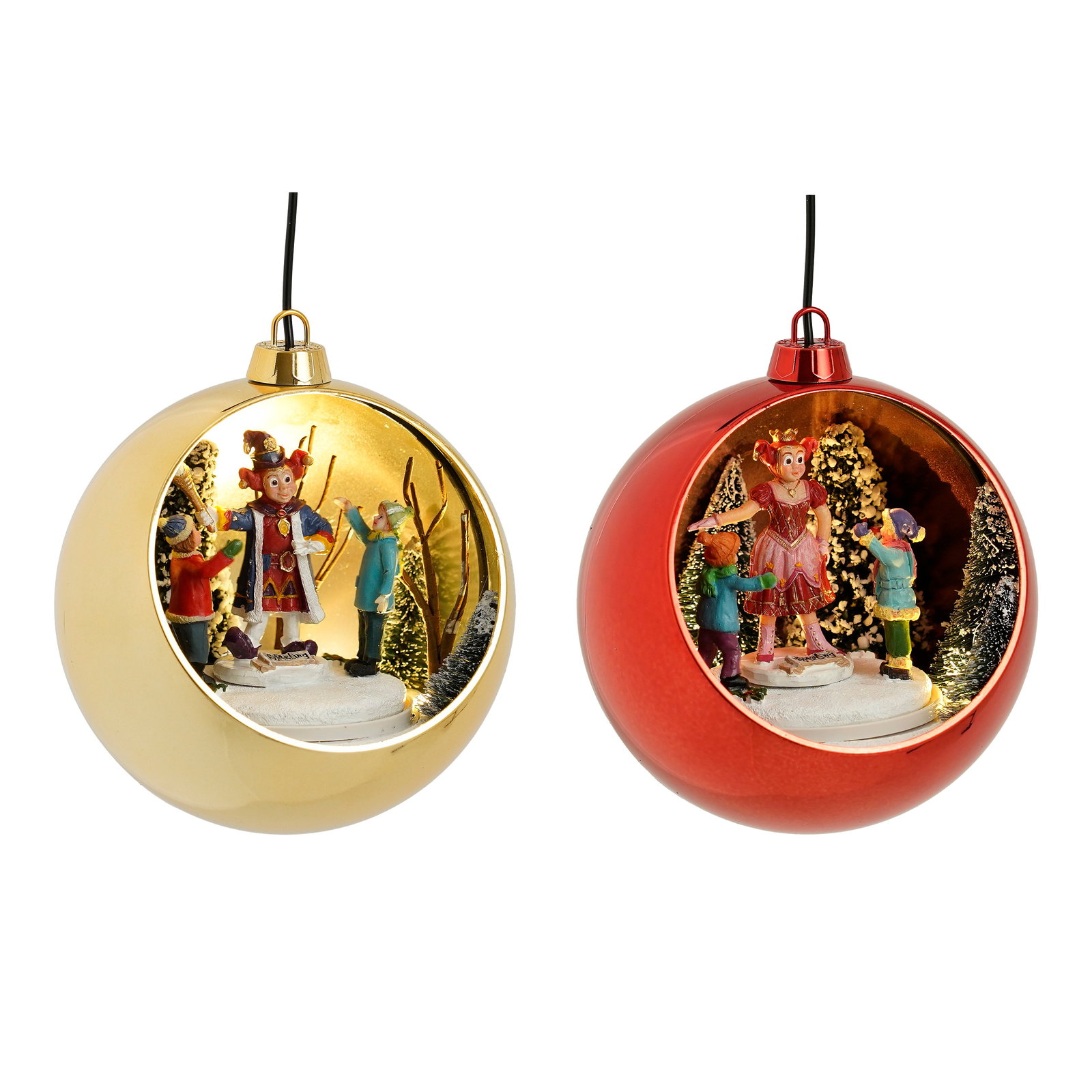 Luville Bal hangend Pardoes & Pardijn werkt op batterijen goud rood 2 assorti l11,5xb10,5xh13 cm  - 