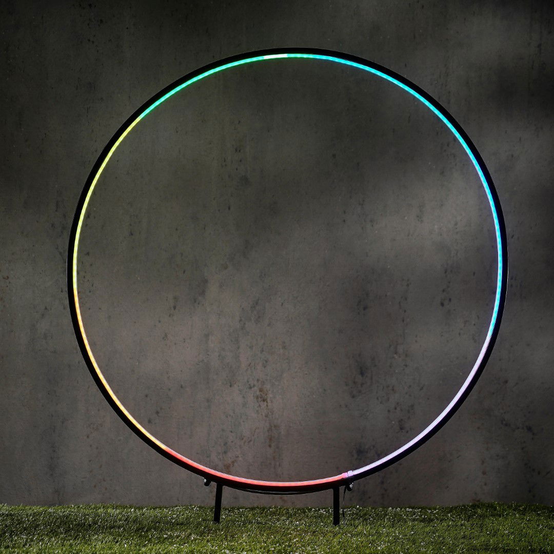 Garden d light neon tuinsteker cirkel zwart RGB connectable IP44 timer afstandsbediening d120cm - Luca