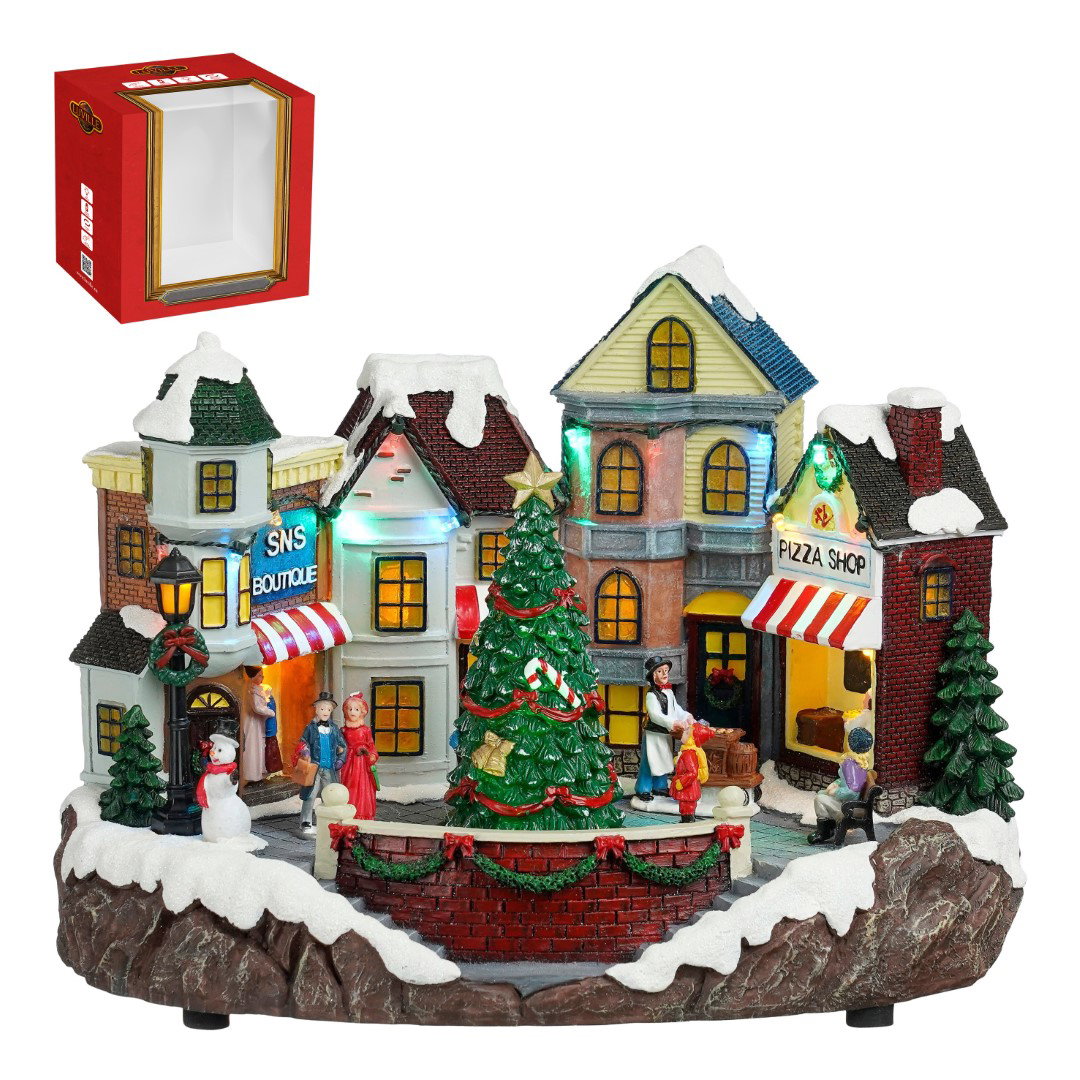 Luville Village scenery with tree battery operated l31,5xb22xh22 cm  - 