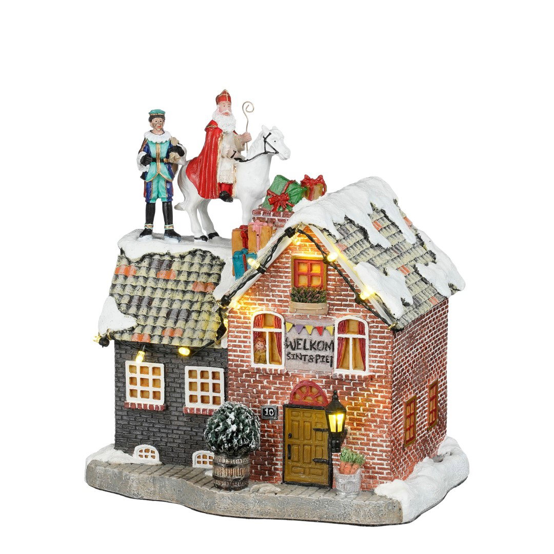 Luville Sinterklaas on roof battery operated l17,5xb13xh19 cm  - 