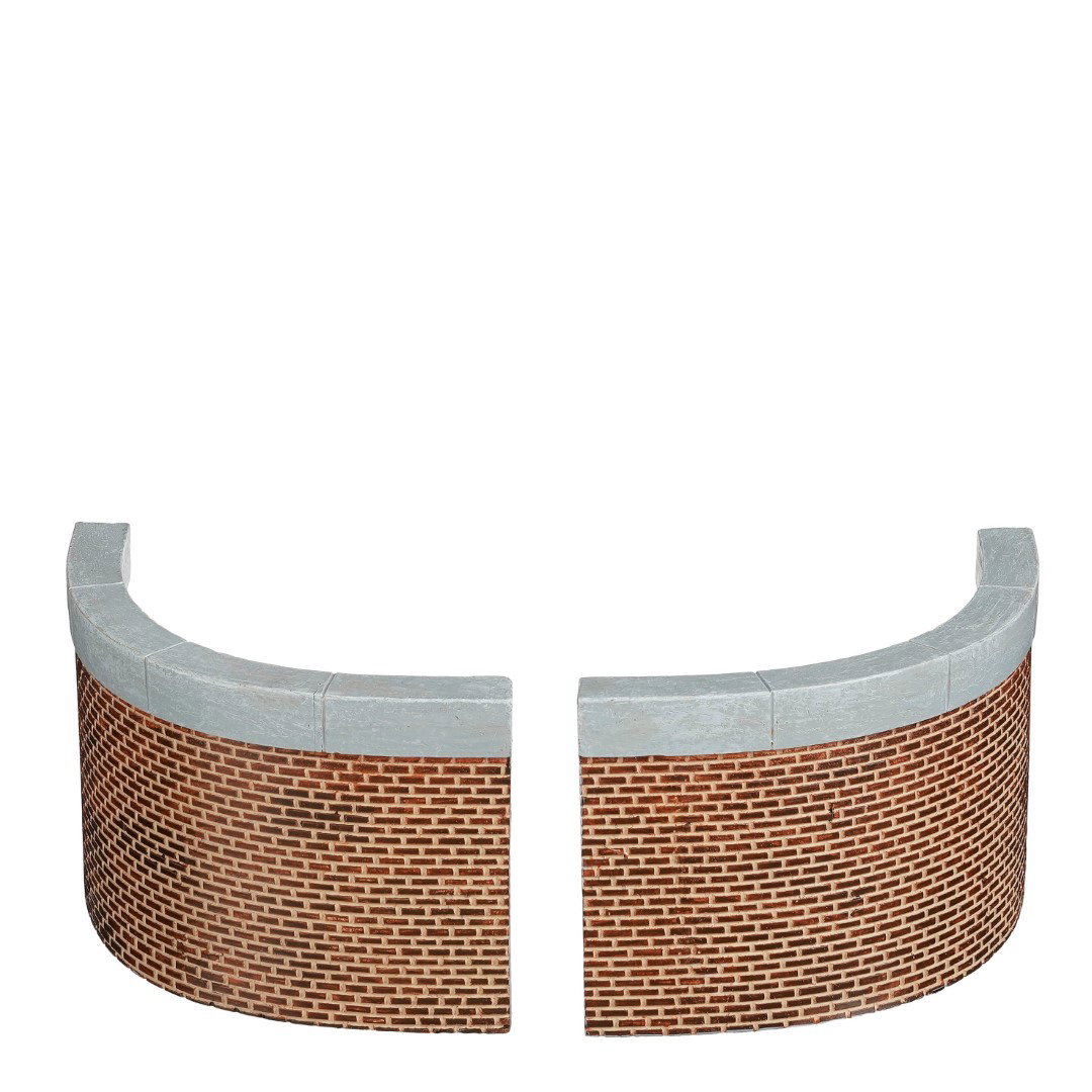 Gebogene Wand groß 2 Stück L 15 x B 1,5 x H 8 cm