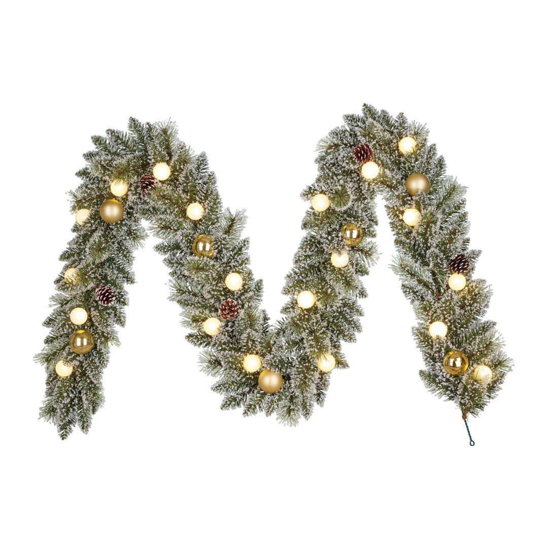 Kaprun garland led green frosted gold warm white 20L 180 TIPS b/o l270xd25 cm kunstkerstboom Black Box - Black box