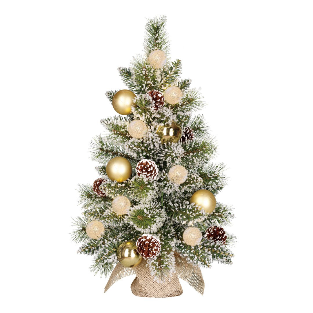 Kaprun x-mas tree with burlap led green frosted gold warm white 10L 50 TIPS b/o h60xd39 cm kunstkerstboom Black Box - Black box