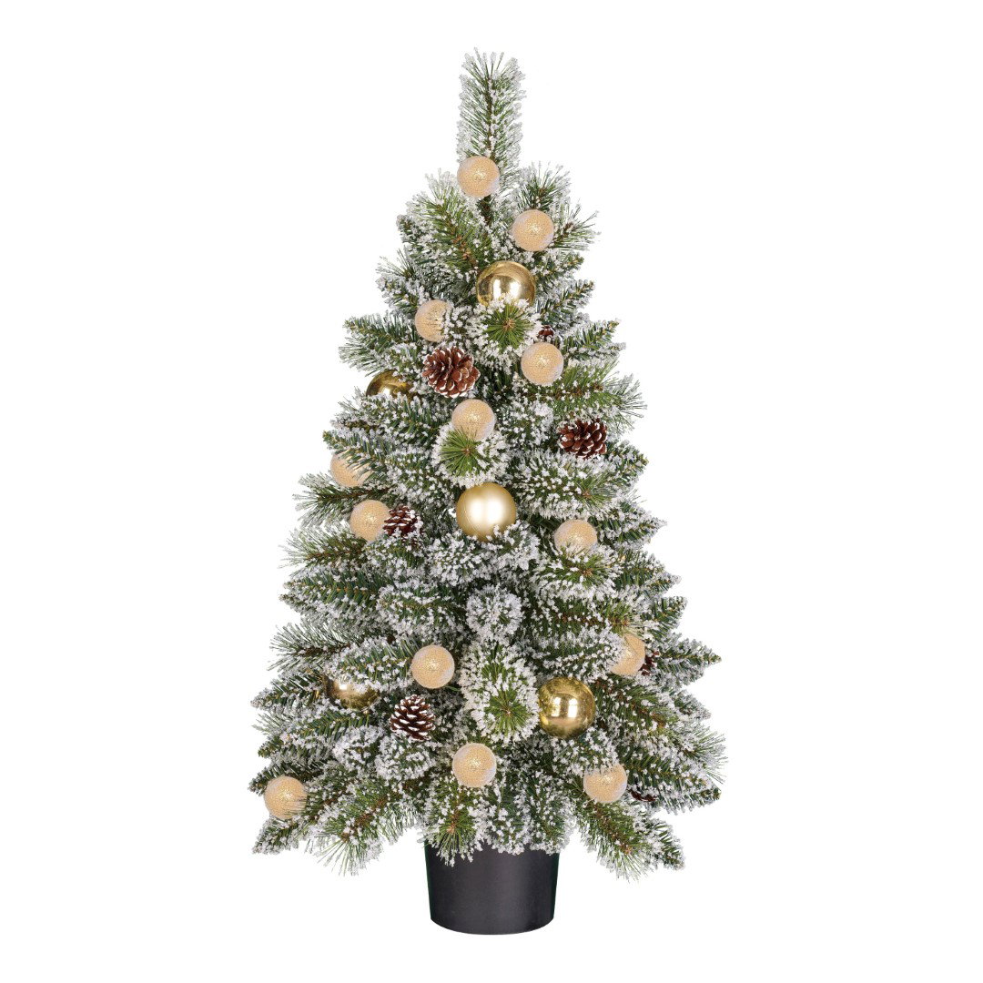 Kaprun x-mas tree potted led green frosted gold warm white 20L 90 TIPS b/o h90xd51 cm kunstkerstboom Black Box - Black box