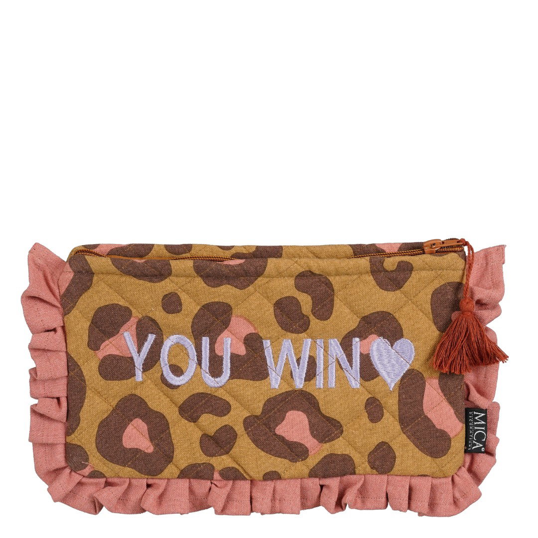Toilettas luipaard You win bruin l26xb15 cm Mica Decorations - Mica decorations