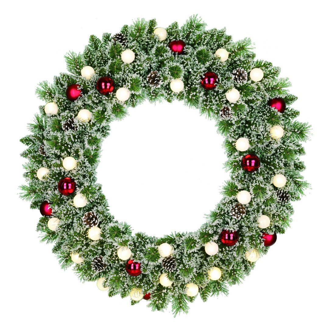 Kaprun wreath green frosted red 30L 240 TIPS b/o h18xd90 cm kunstkerstboom Black Box - Black box