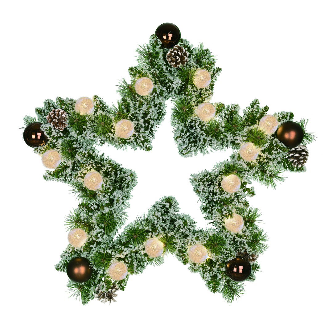 Kaprun wreath star green frosted copper warm white 15L 120 TIPS b/o h5xd60 cm kunstkerstboom Black Box - Black box