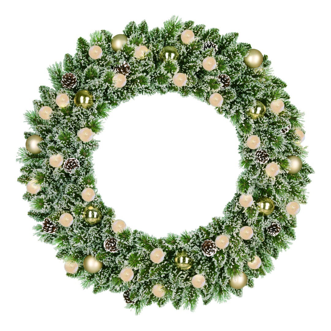 Kaprun wreath green frosted gold 30L 240 TIPS b/o with timer h18xd90 cm kunstkerstboom Black Box - Black box