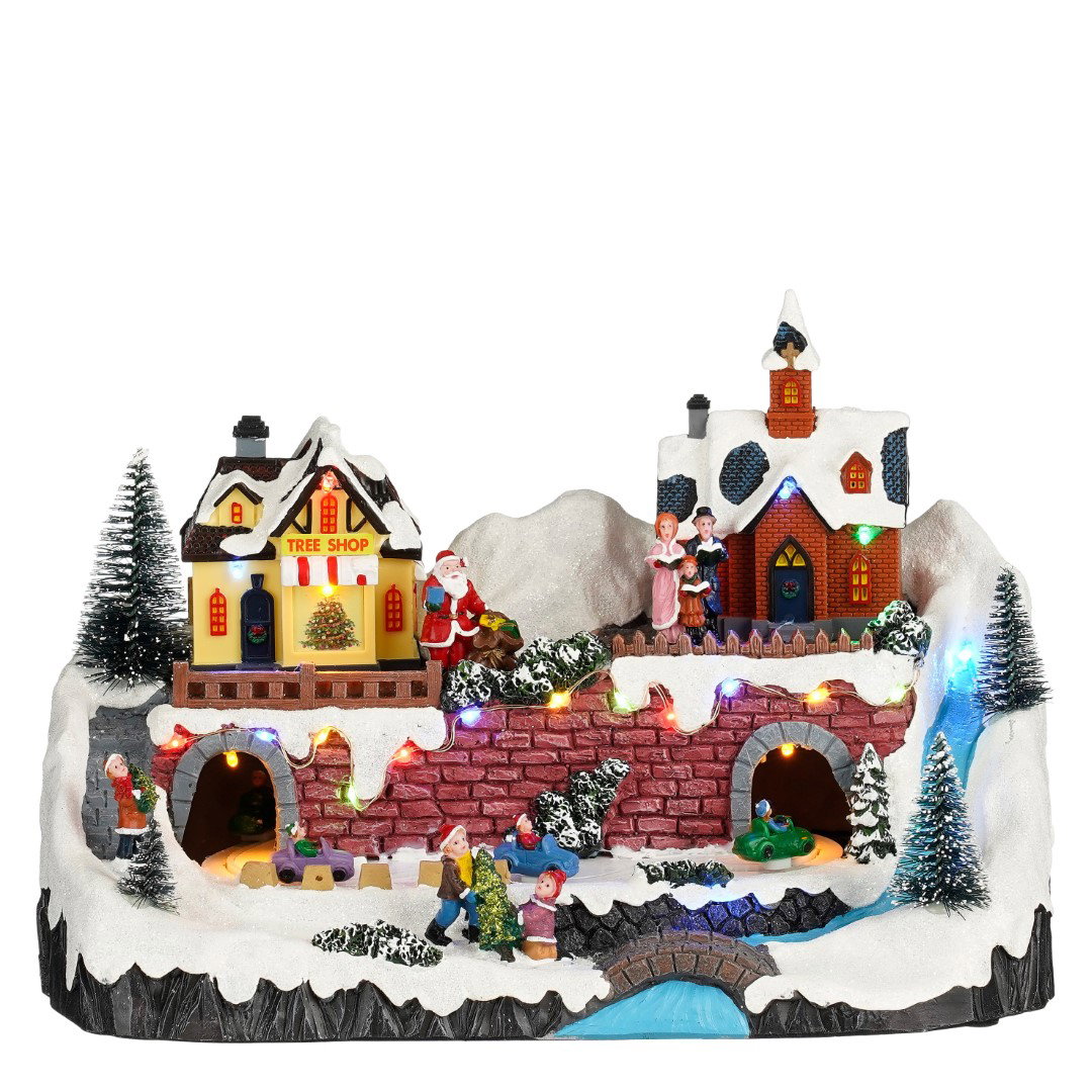 Luville Christmas village with cars battery operated l33xb19,5xh22,5 cm  - 
