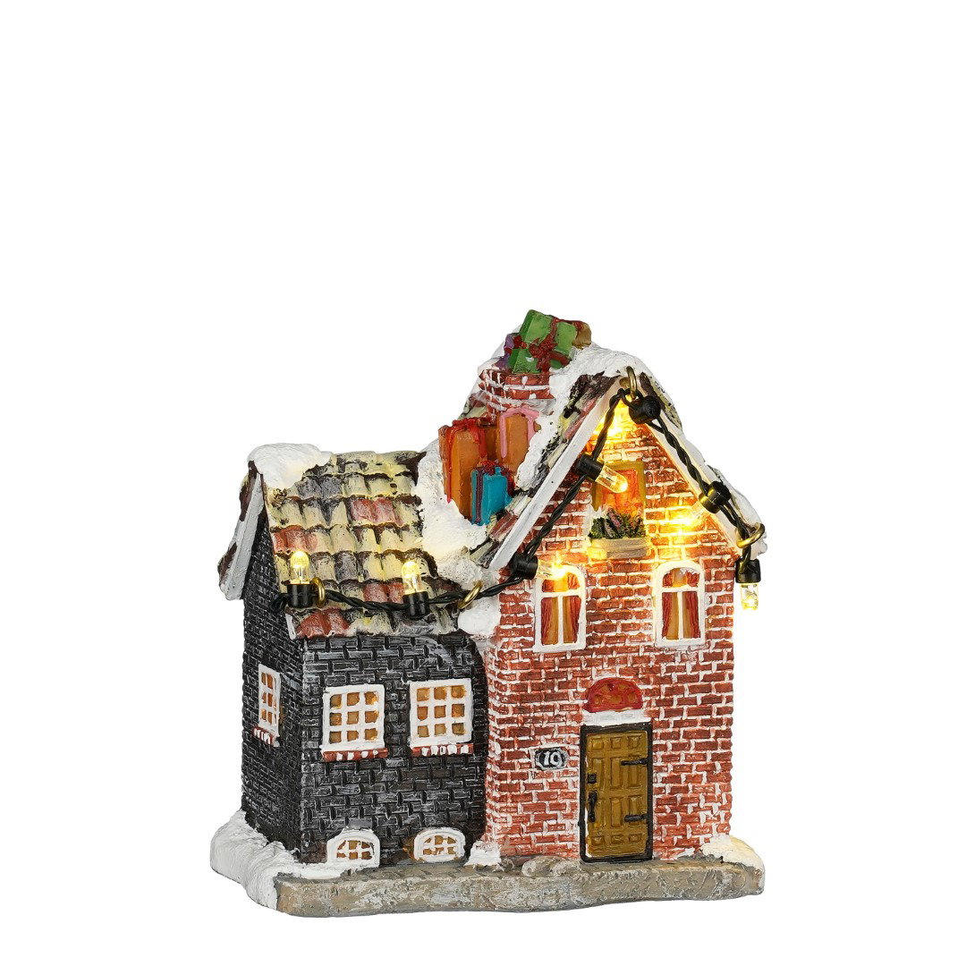 Luville Sinterklaas on roof small battery operated l8,5xb5,5xh10 cm  - 