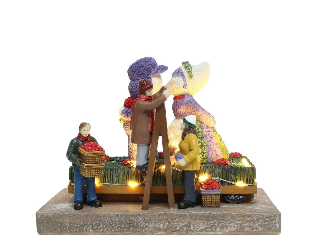 Santaville Flower Parade with Kissing Couple with LED polyresin 18cm  - 