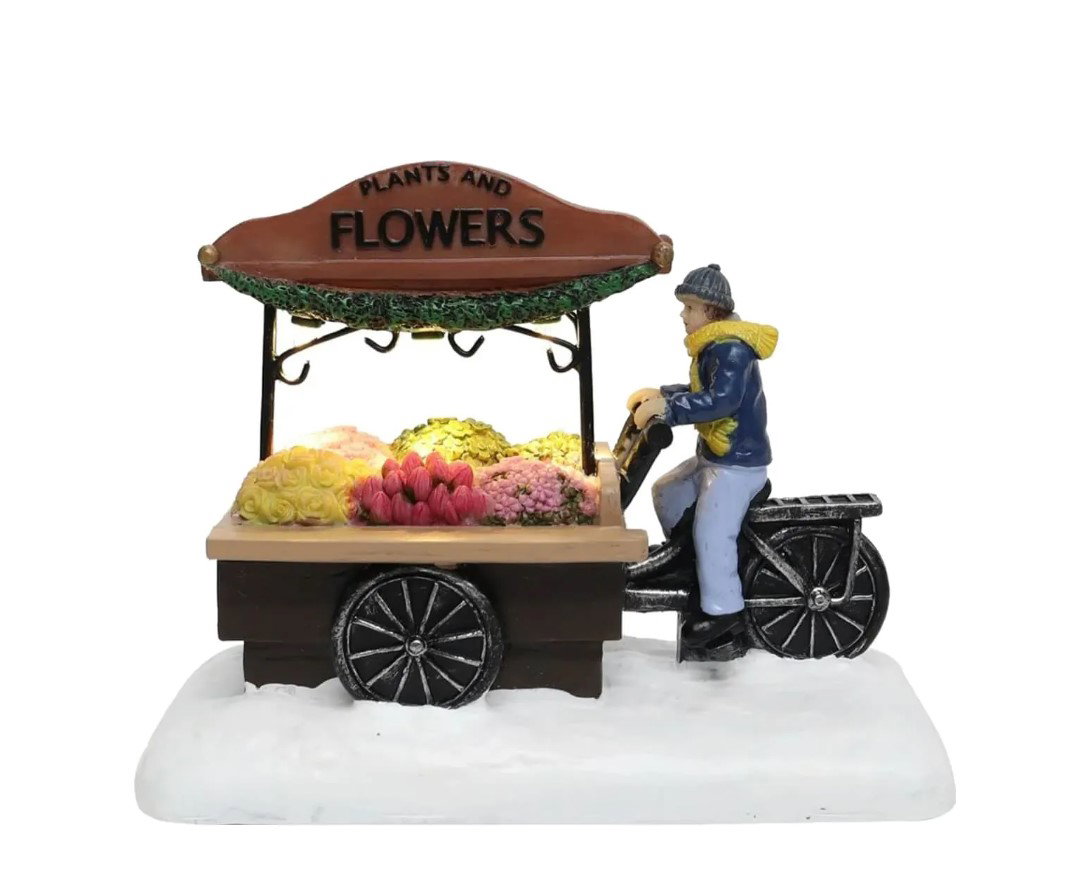 Santaville Nostalgic Flower Bike Florist with LED Polyresin 15cm  - 