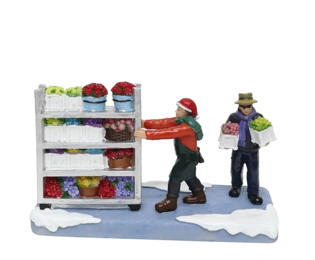 Santaville Florists with Flower Cart Polyresin 14cm  - 