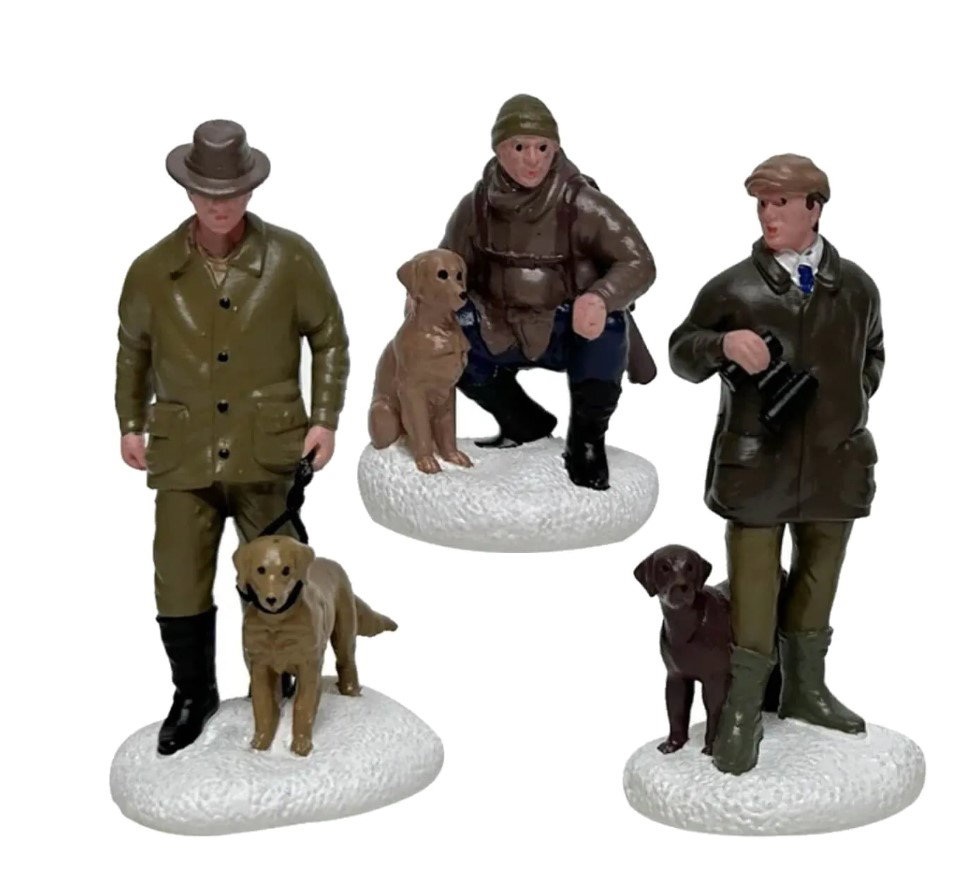 Santaville Hunters with Dogs Polyresin 8cm 3 stuks  - 