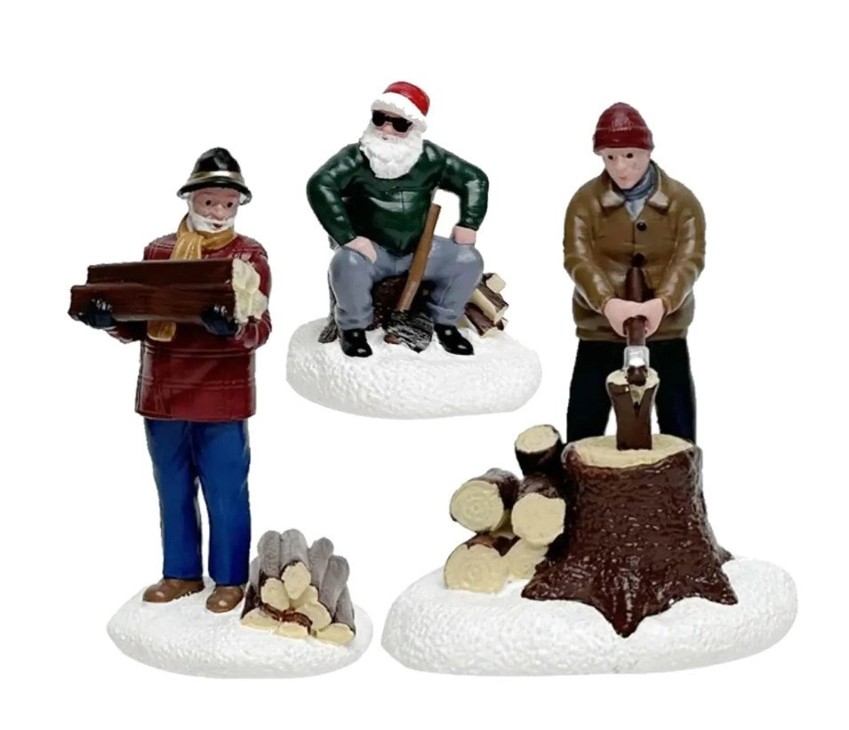 Santaville Wood Workers Polyresin 8cm 3 stuks  - 
