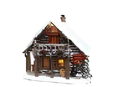 Santaville Wooden Chalet with LED Polyresin 19cm  - 