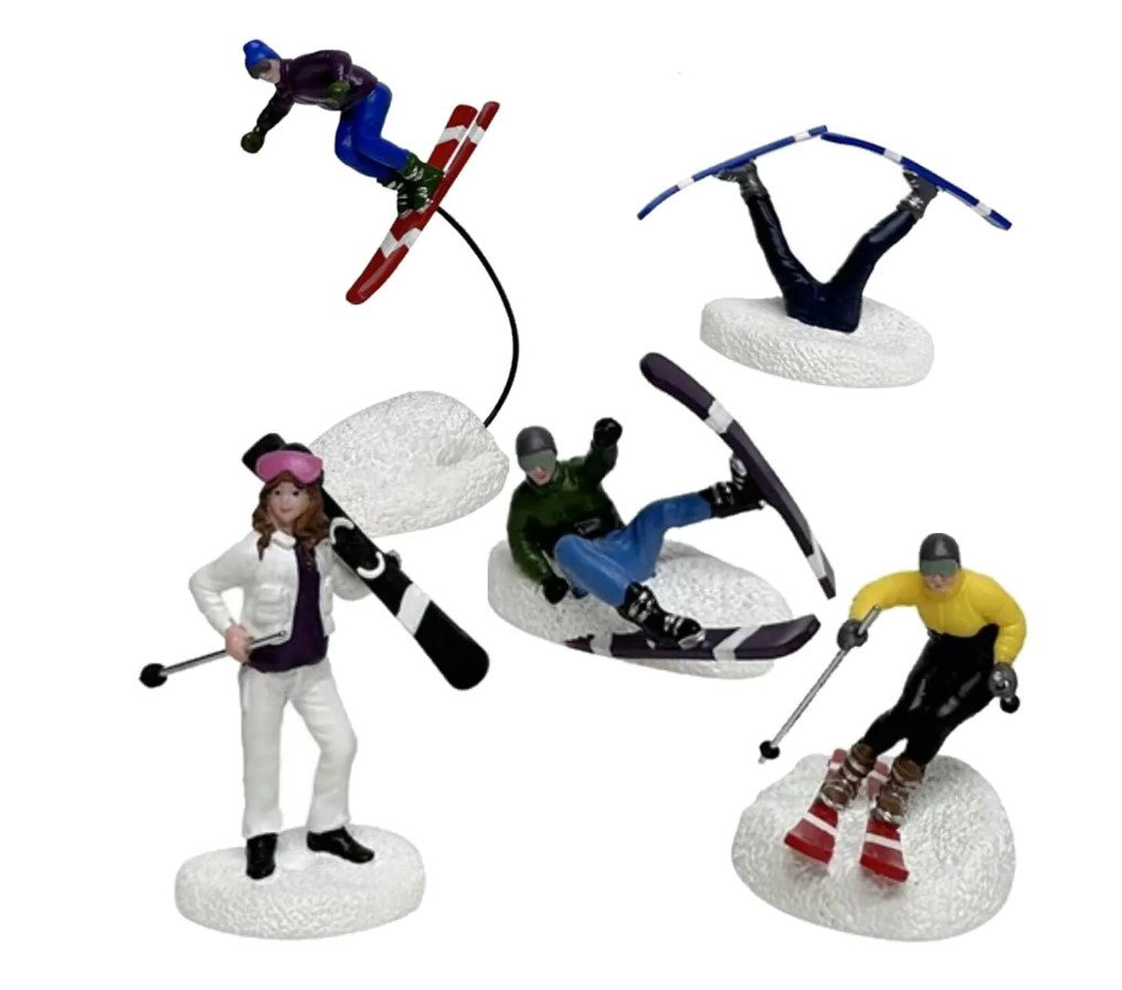Santaville Skiers Polyresin 12cm 5 stuks  - 