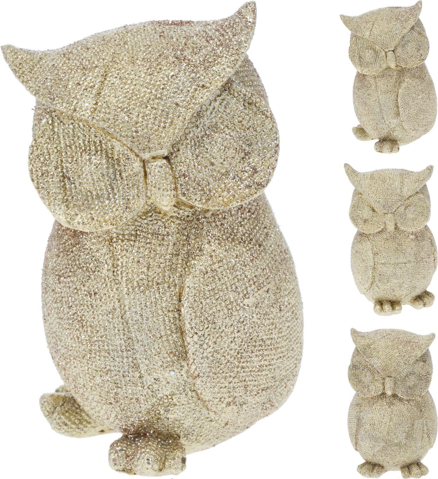 Uil 7x7x12 cm 3ass goud kerstversiering - Nampook