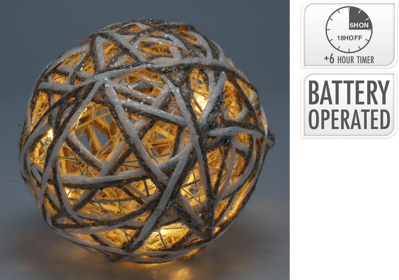 Bal led 15 cm grijs kerstversiering - Nampook