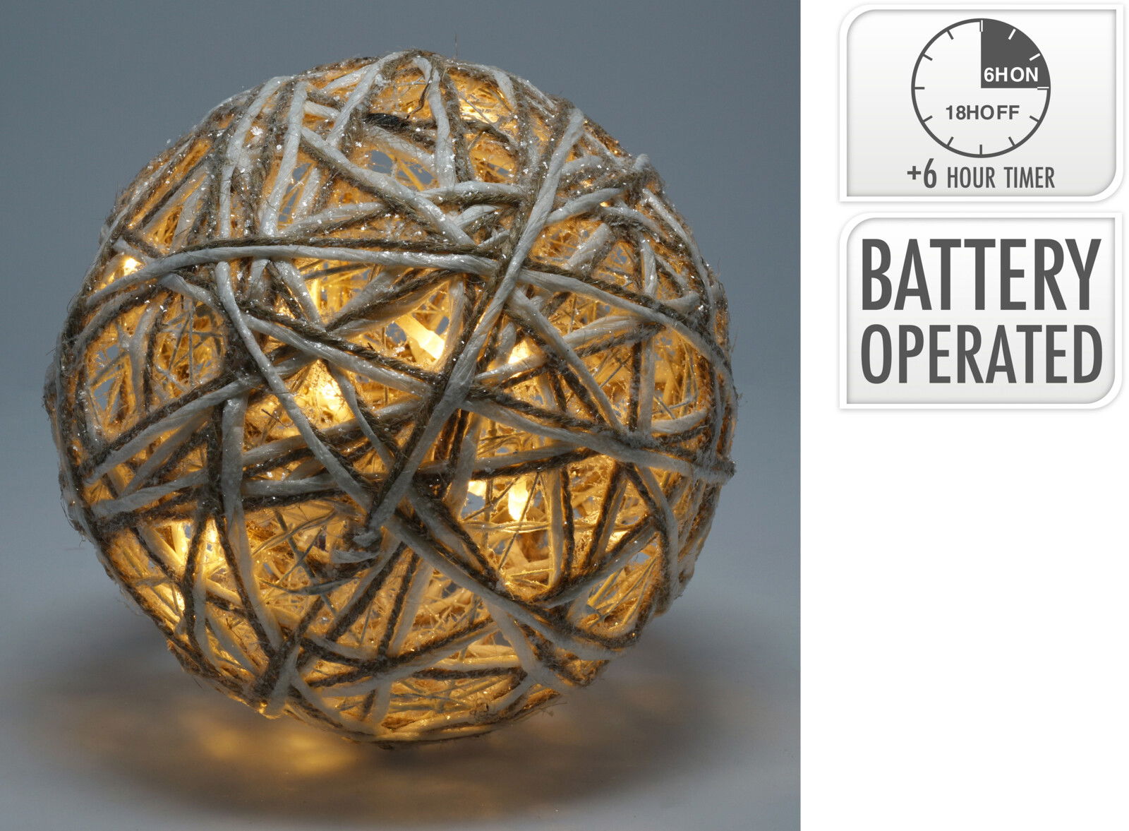 Bal led 20 cm grijs kerstversiering - Nampook