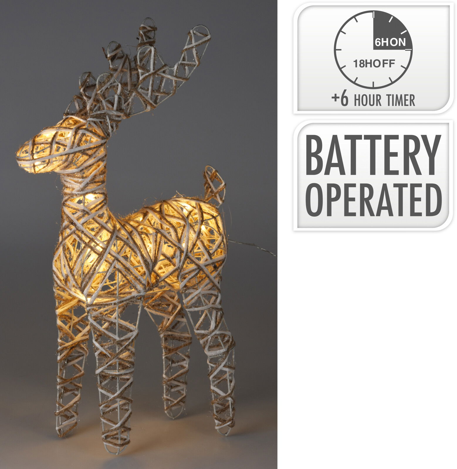 Rendier led 50 cm grijs kerstversiering - Nampook