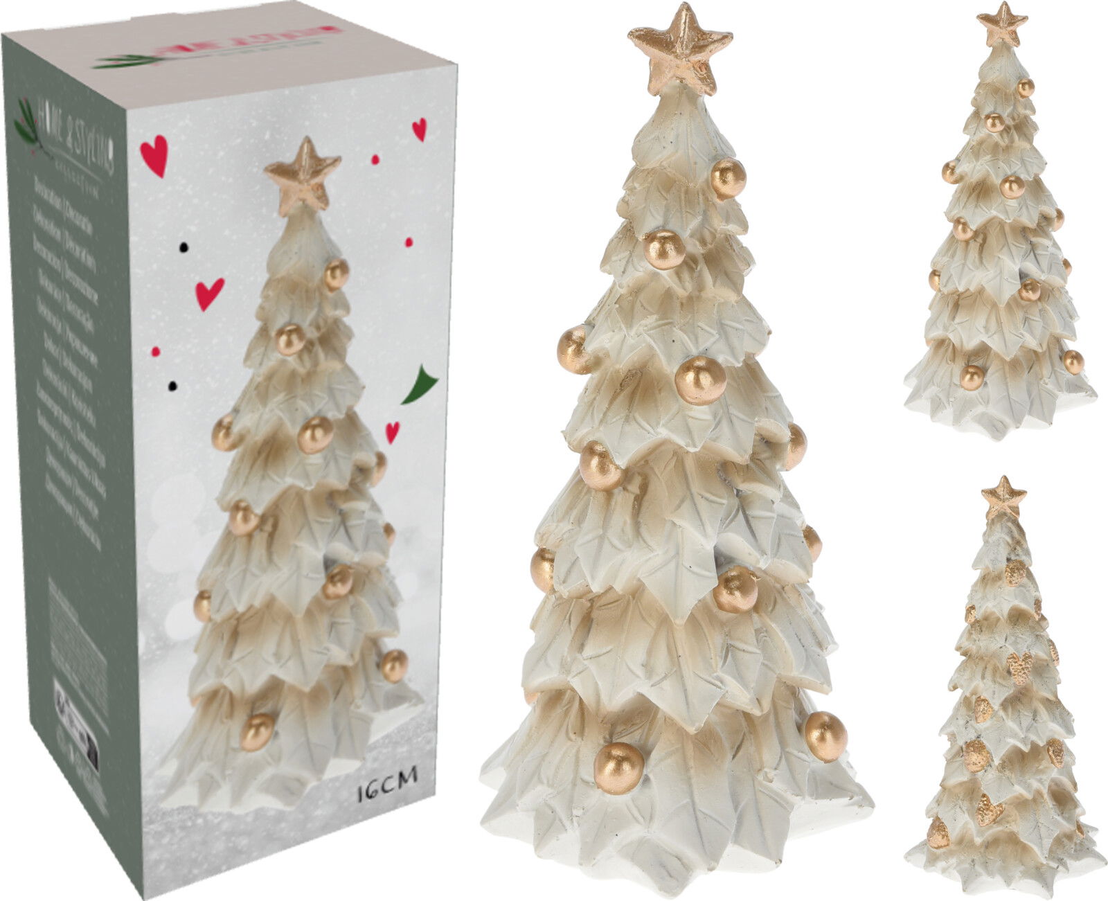Denneboom creme 8x8x16 cm 2ass kerstversiering - Nampook