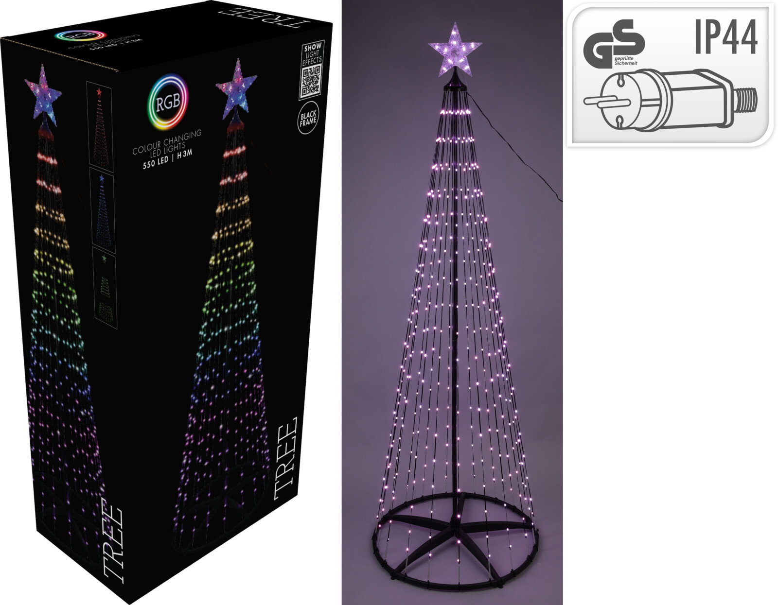 Boom 300 cm 550led regenboog zwart frame vlaggenmast verlichting Nampook - Nampook