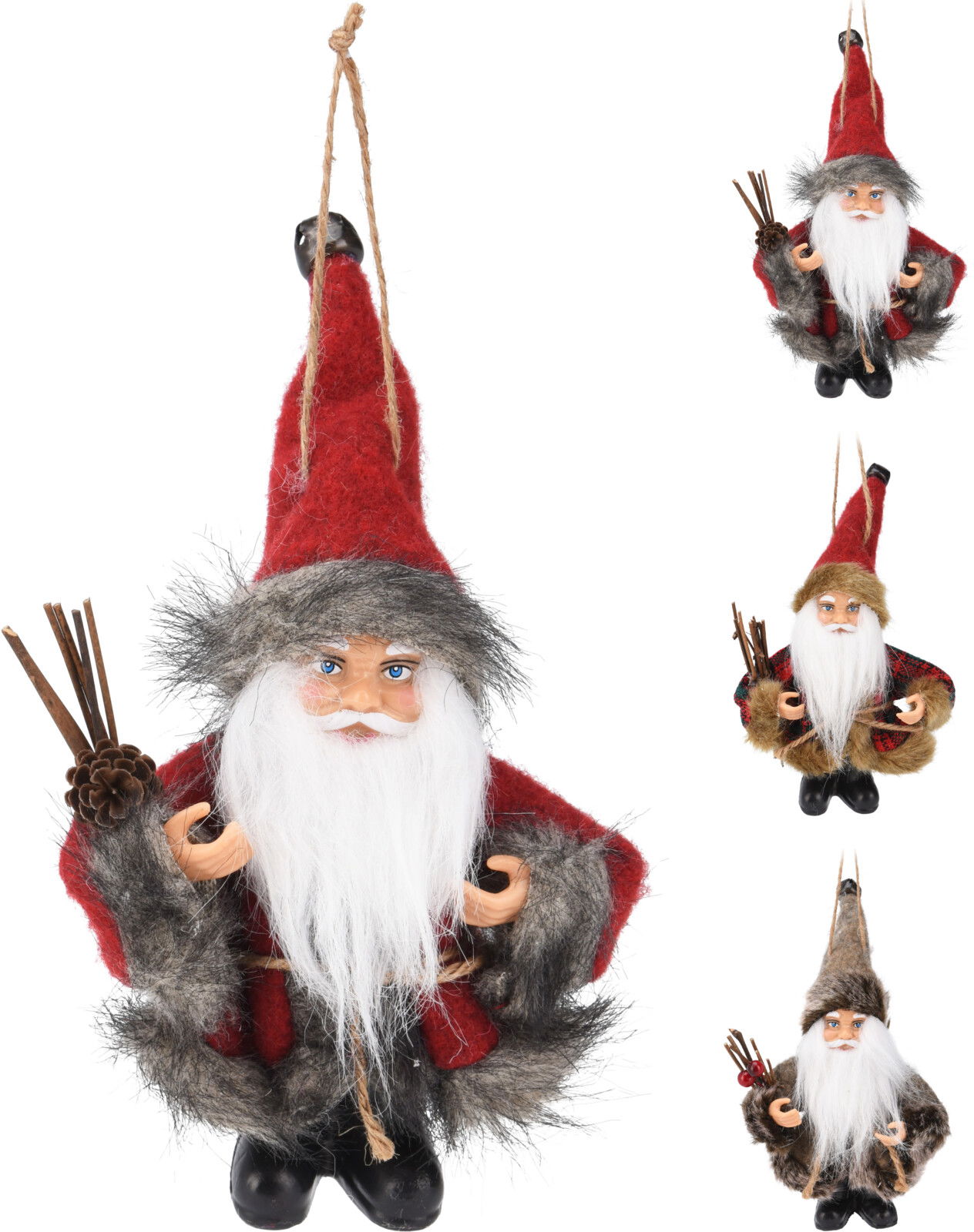 Mini kerstman hangdeco 13 cm kerstversiering - Nampook