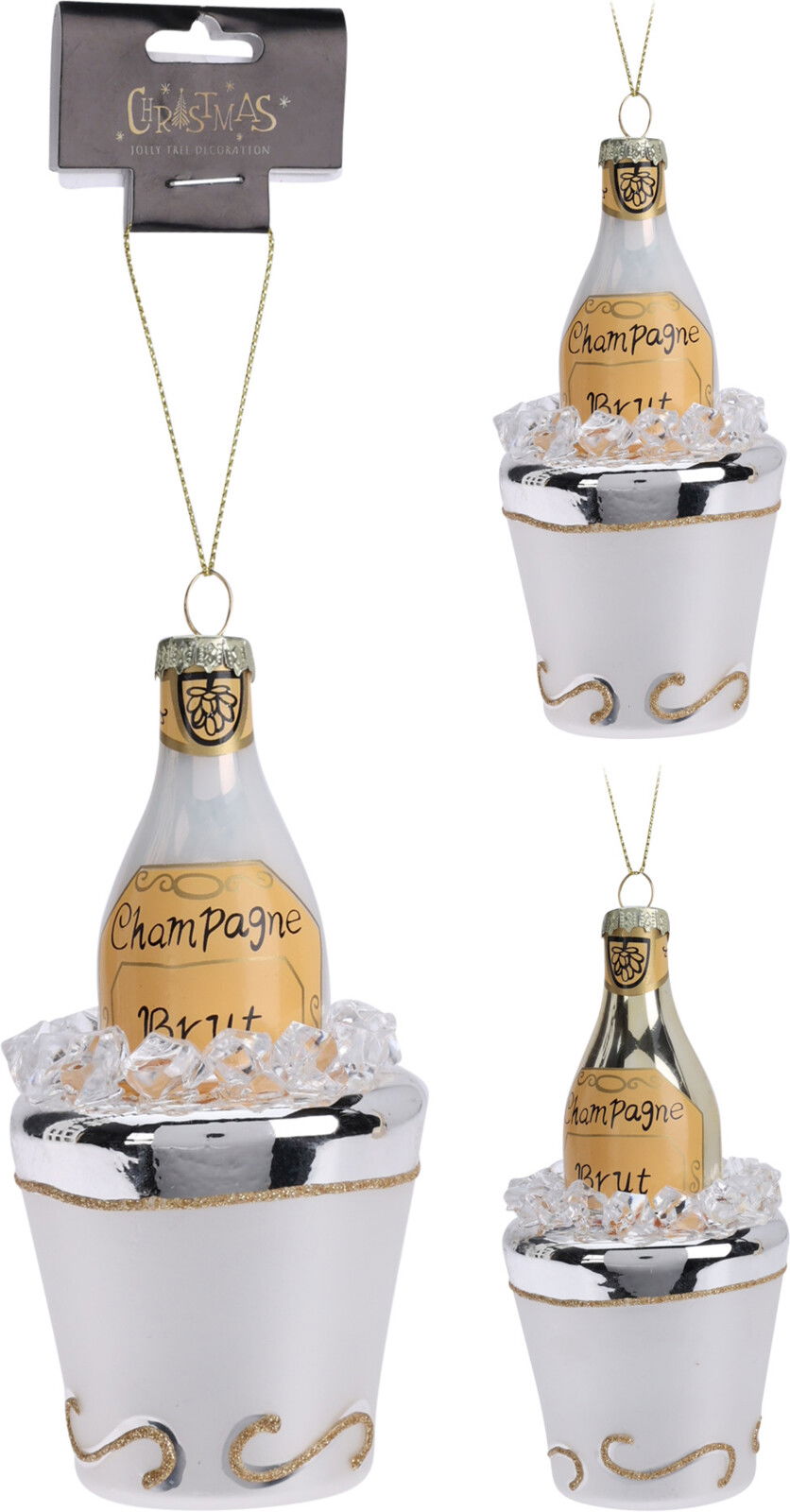 Nampook Champagne traditional hangdeco kerstversiering - 