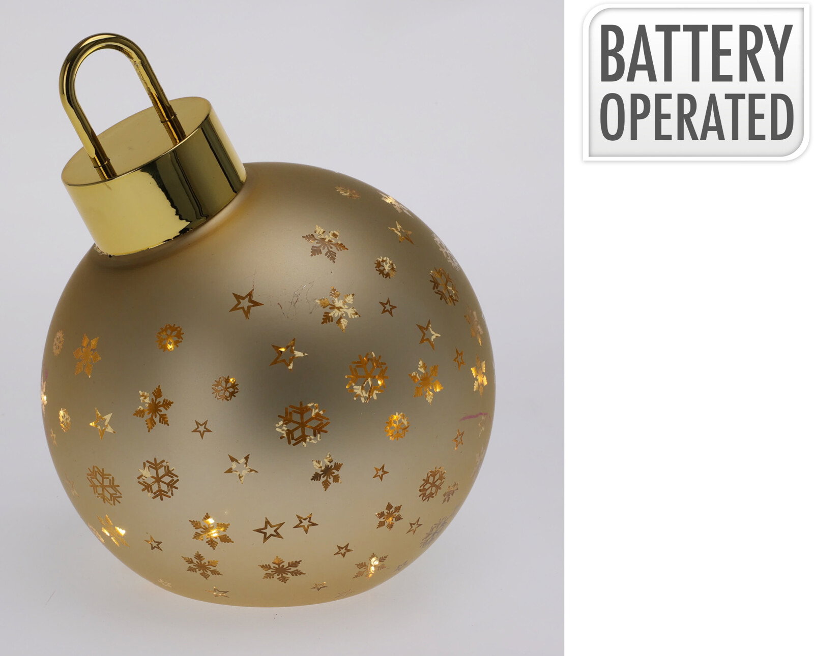 Nampook Kerstbal met led 15 cm mat goud kerstversiering  - 