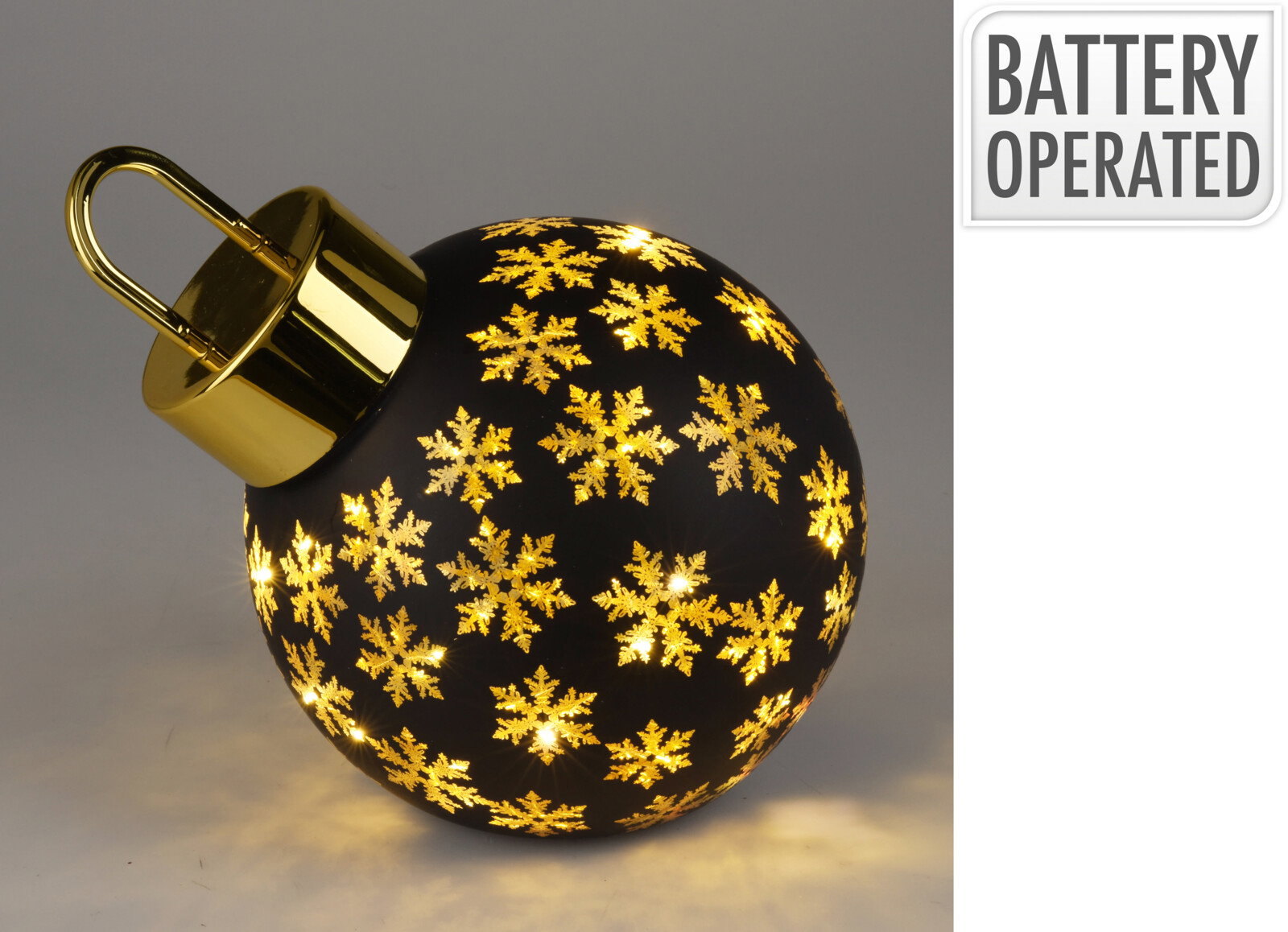 Nampook Kerstbal met led 20 cm mat zwar kerstversiering  - 