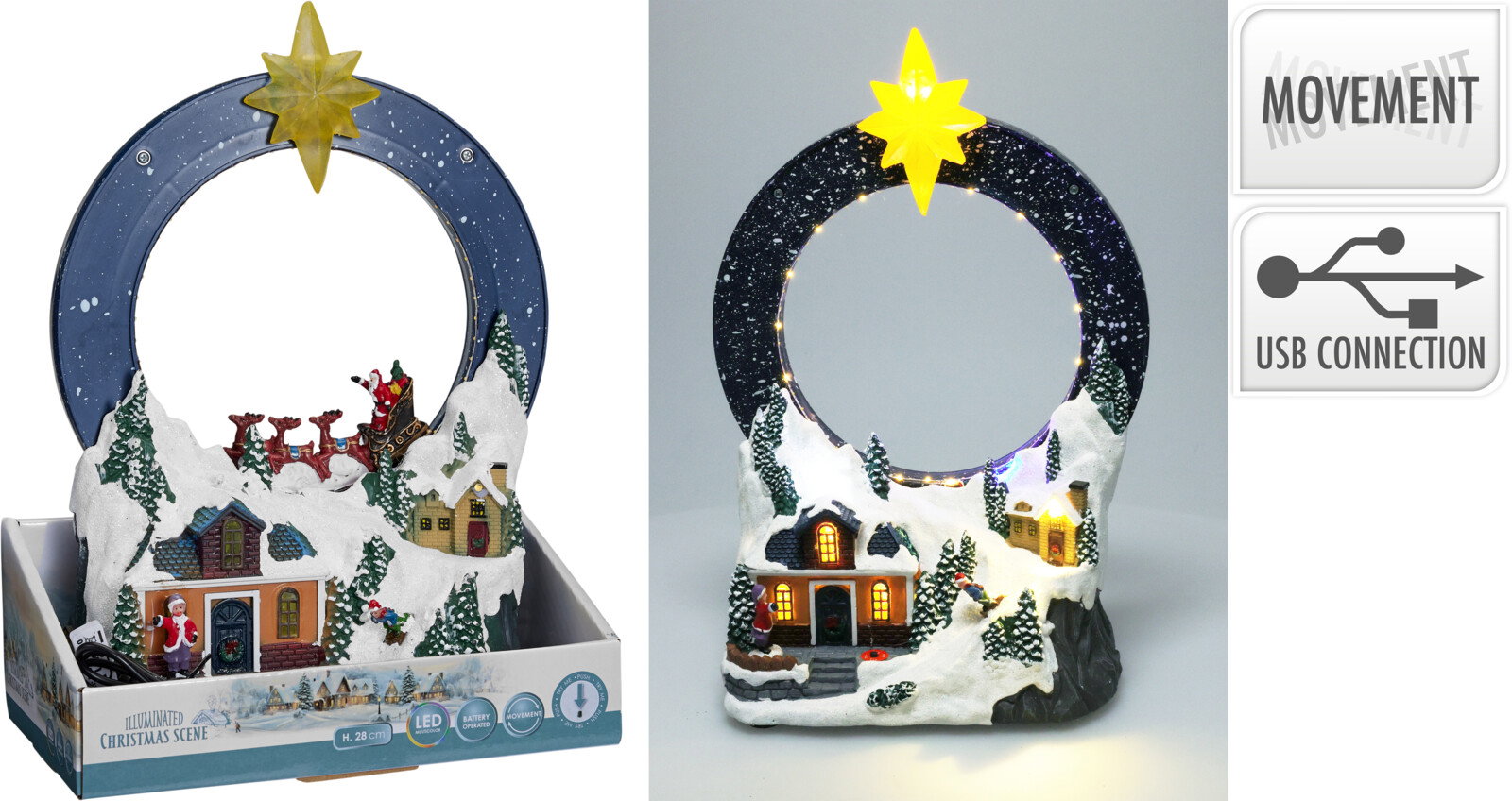 Nampook Kersttafereel met LED 28 cm  - 