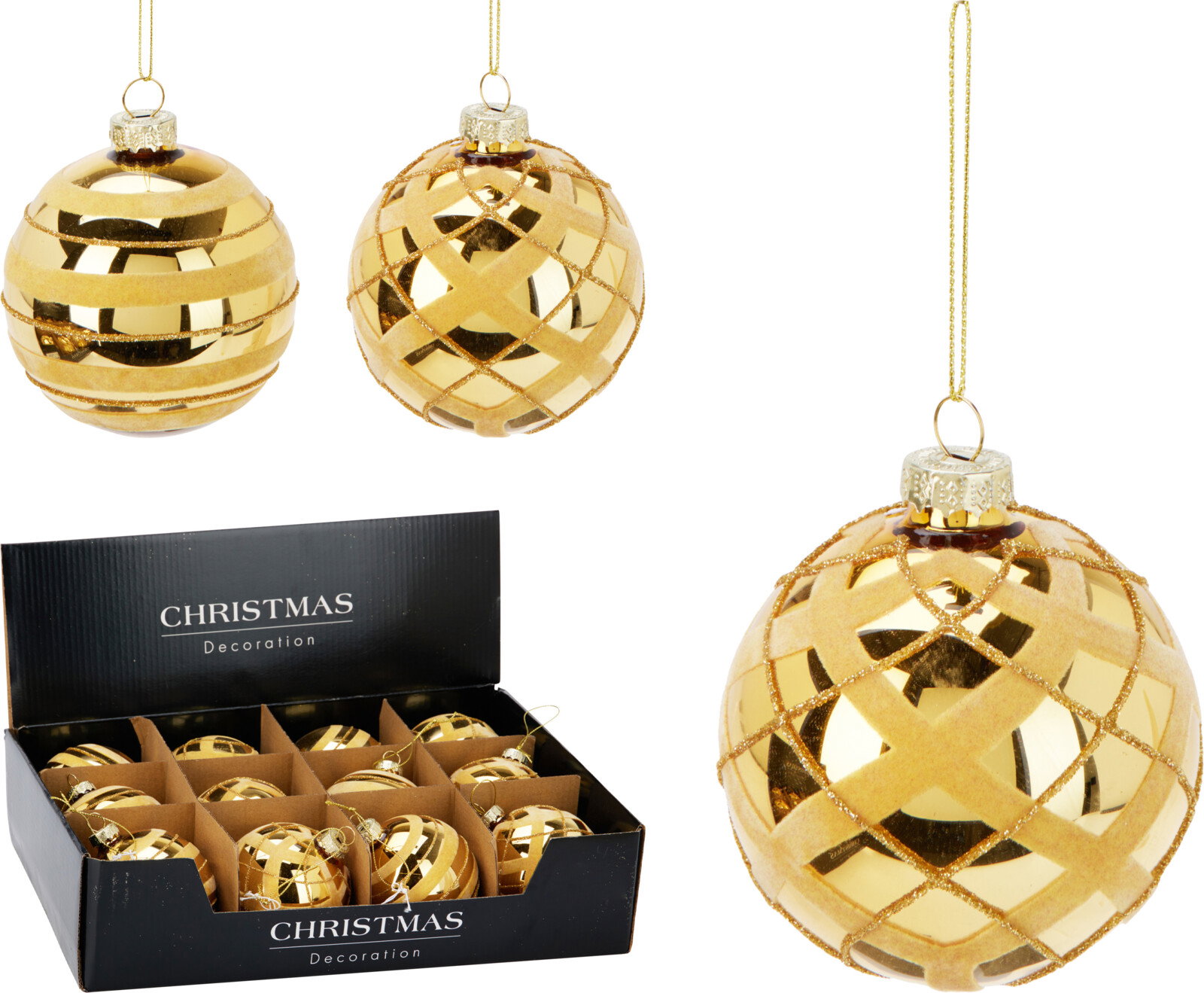 Nampook Kerstbal glas 8 cm 2ass goud  - 