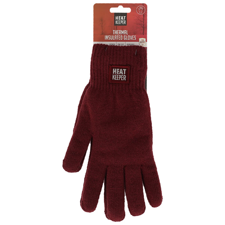 Ladies Thermal Gloves Burgundy One Size Heat Keeper - Heat keeper