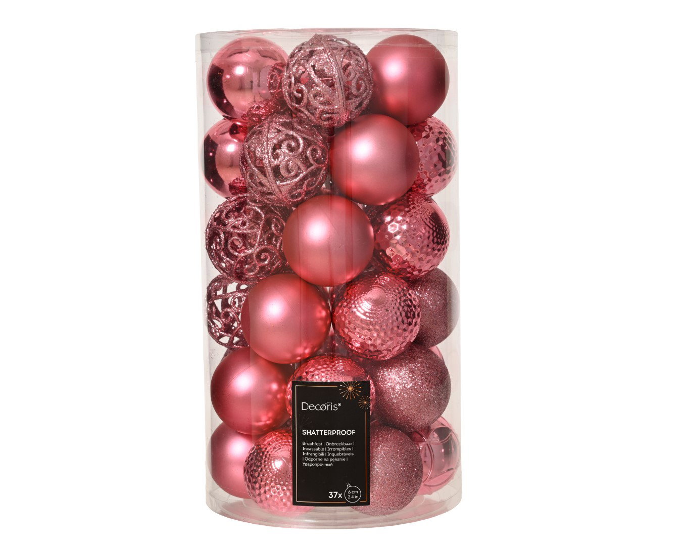 Kerstballen d6h roze II Decoris - Decoris