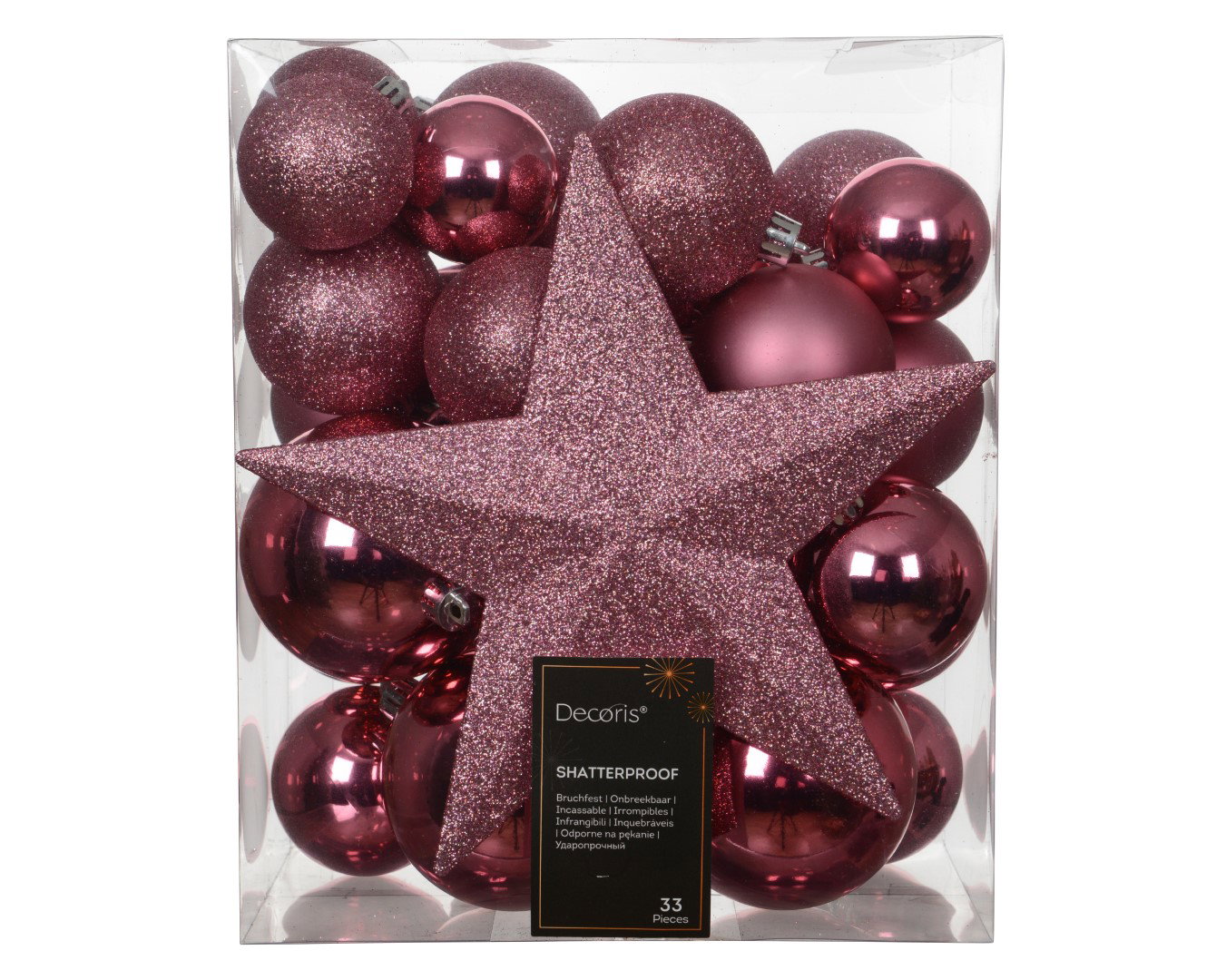 Kerstballen d8h roze II Decoris - Decoris